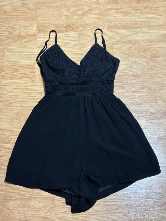 Japna Pants - Japna Black Lace Bustier Romper with Skirted Shorts